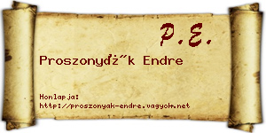Proszonyák Endre névjegykártya